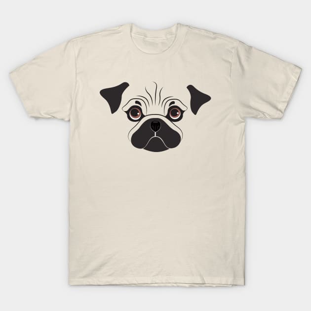 Cute puppy Pug T-Shirt by Yulla